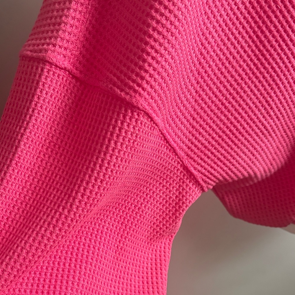 BiBi Hot Pink Acid Wash Waffle Knit Hoodie - Picture 3 of 7